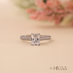 Eternal Spark Emerald Cut Silver Ring