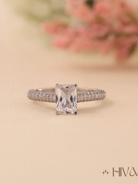 Eternal Spark Emerald Cut Silver Ring