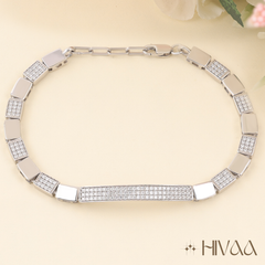 Graceful Silver Pave Link Bracelet for Daily & Party Wear
