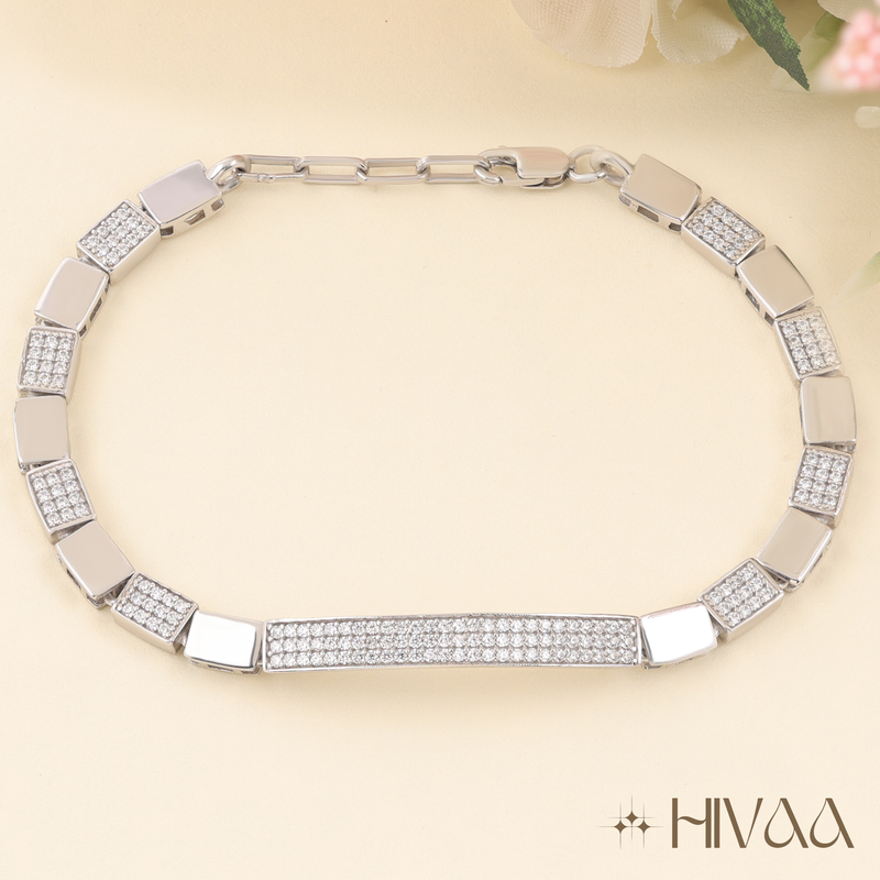 Graceful Silver Pave Link Bracelet for Daily & Party Wear