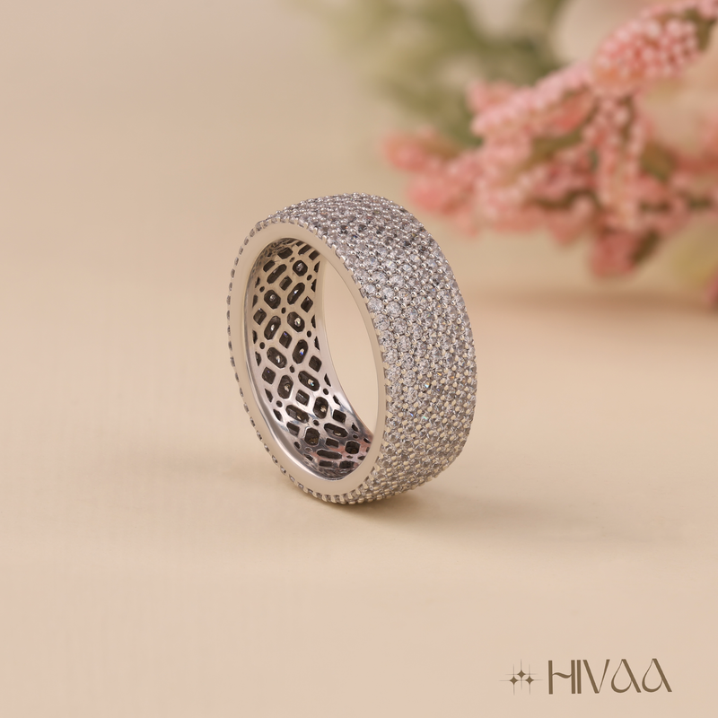 Refined Wide Band Diamond Stylist Ring