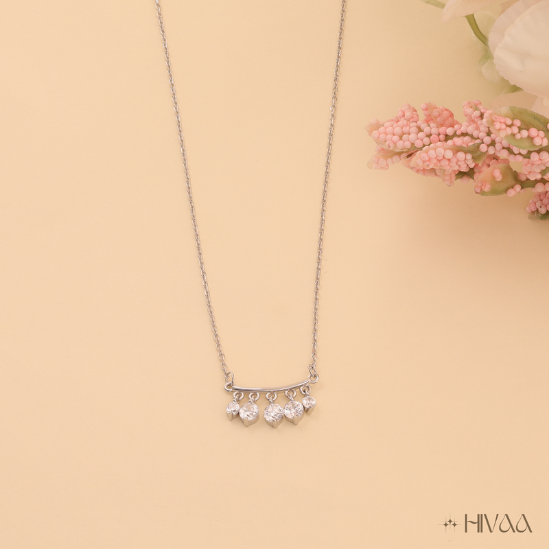 Dainty Pave Diamond/Cubic Zirconia Drop Necklace