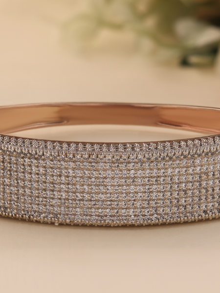Refined Rose Gold Plated Bracelet With Crystal Rows