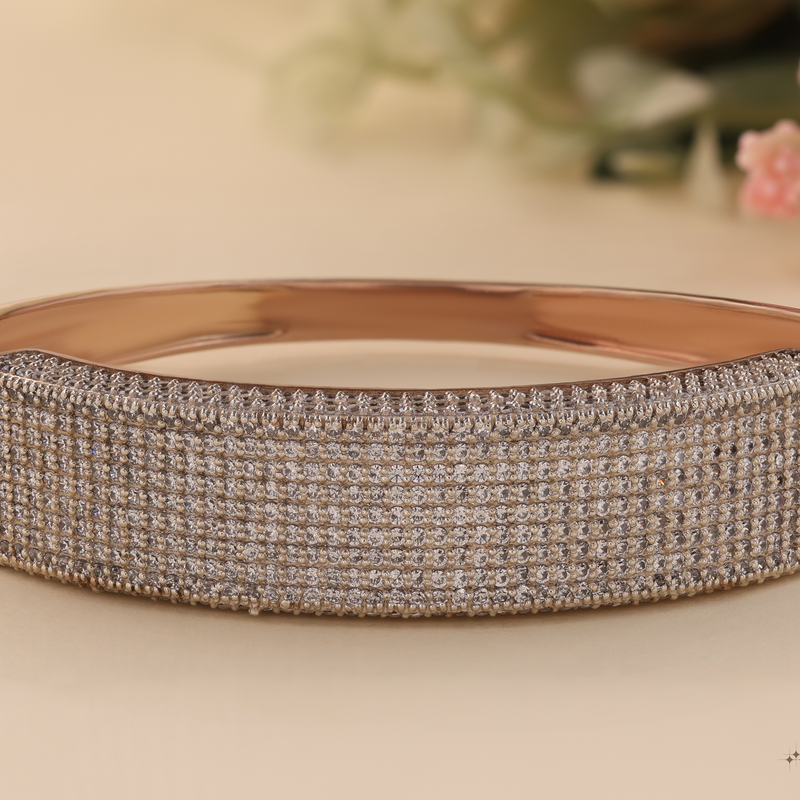 Refined Rose Gold Plated Bracelet With Crystal Rows
