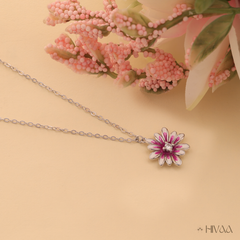 Pink And White Enamel Flower Pendant