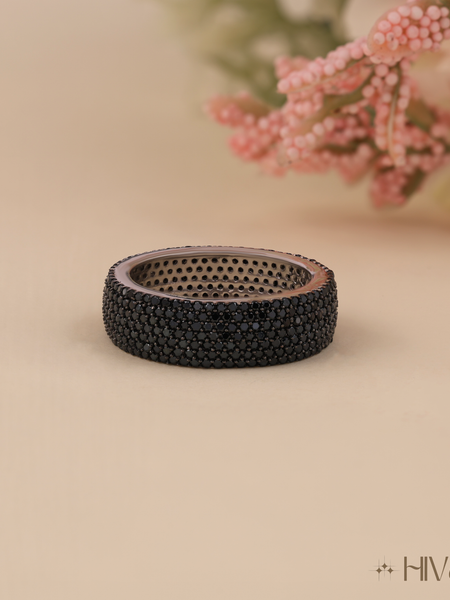 Bold Black Diamond Band Ring For Men