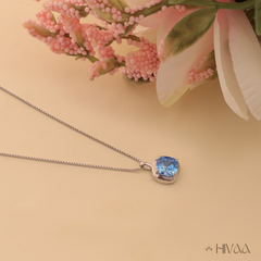 Sky Blue Minimalist Square Pendant With Chain