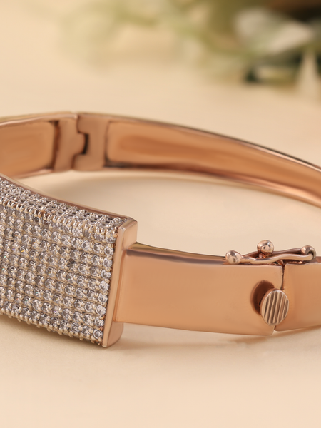 Refined Rose Gold Plated Bracelet With Crystal Rows