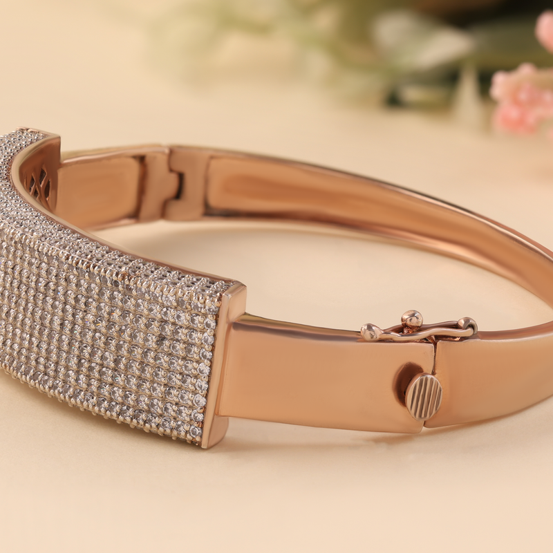 Refined Rose Gold Plated Bracelet With Crystal Rows