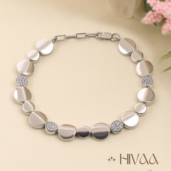 Luxury Silver-Tone Polished Disc Bracelet for Women