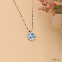 Sky Blue Minimalist Square Pendant With Chain