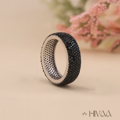 Bold Black Diamond Band Ring For Men