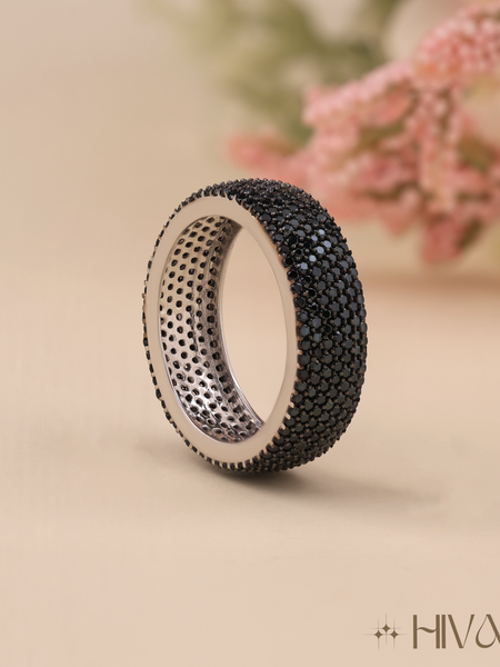 Bold Black Diamond Band Ring For Men