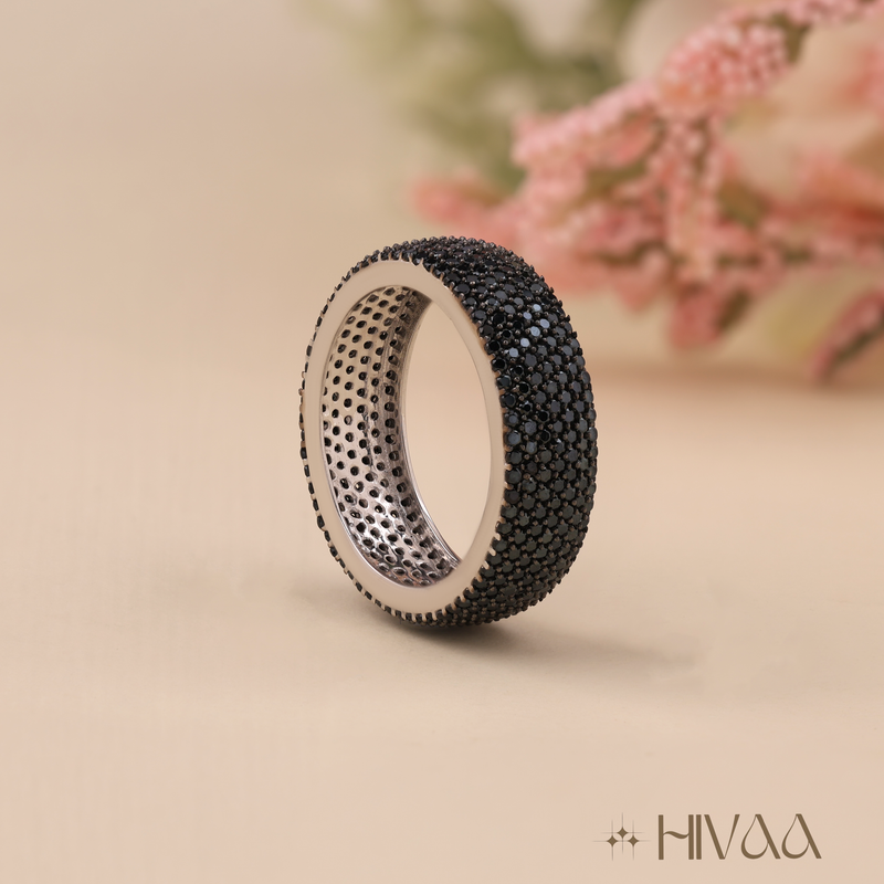 Bold Black Diamond Band Ring For Men