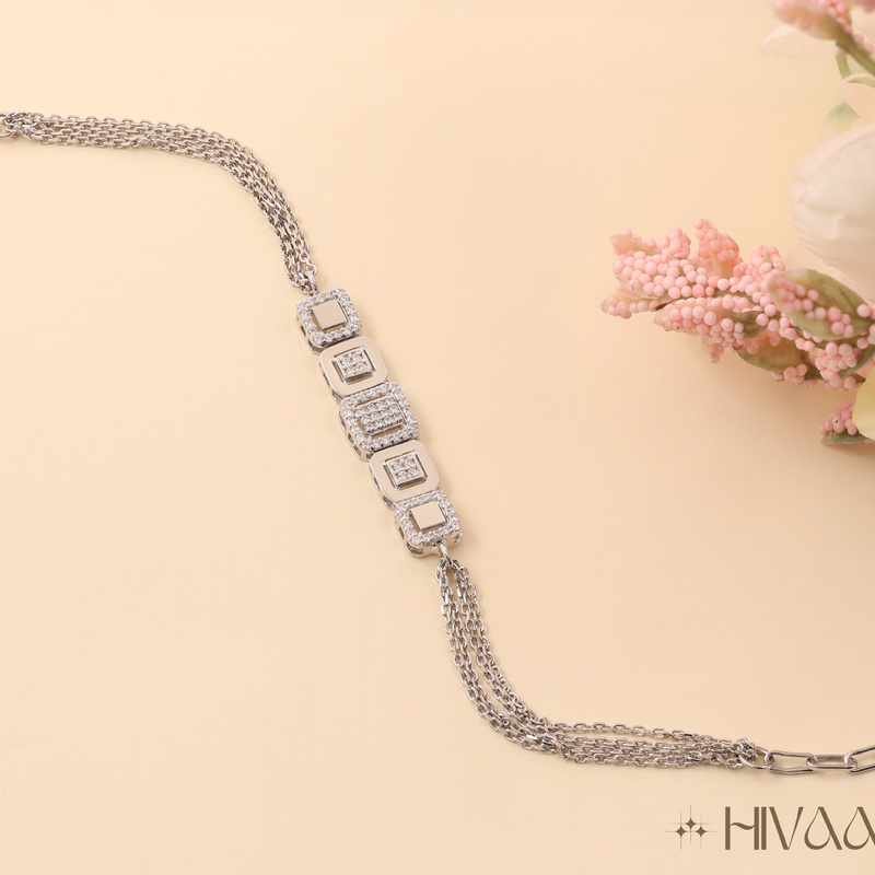 Stylish Square Link With Sparkling Accents