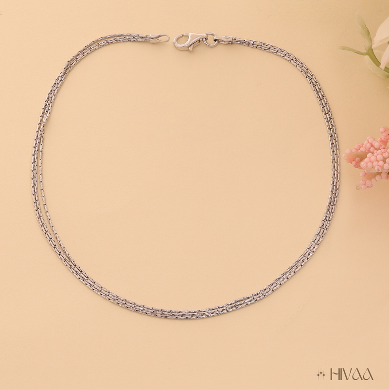 Sterling Silver Three-Row Chain Anklet