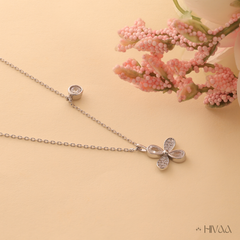 Four-Leaf Clover Pear-Cut Diamond/CZ Necklace