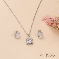 Sparkling Emerald Cut Stone Pendant Necklace