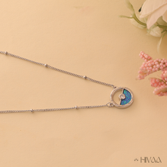 Sterling Silver Opal Sun/Moon Dainty Necklace