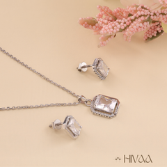 Sparkling Emerald Cut Stone Pendant Necklace