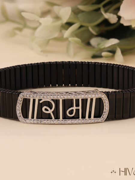 Stylish Black Hope Charm Bracelet In 