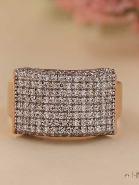 Trendy Rose Gold Plating Diamond Cluster Shine Ring