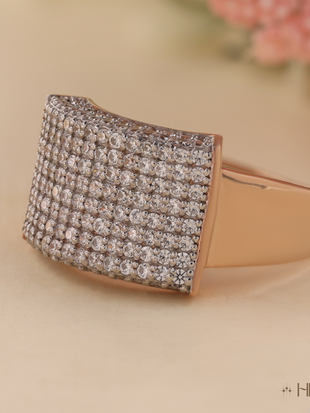 Trendy Rose Gold Plating Diamond Cluster Shine Ring