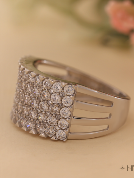 Luxury Men's White Diamond Pave Ring