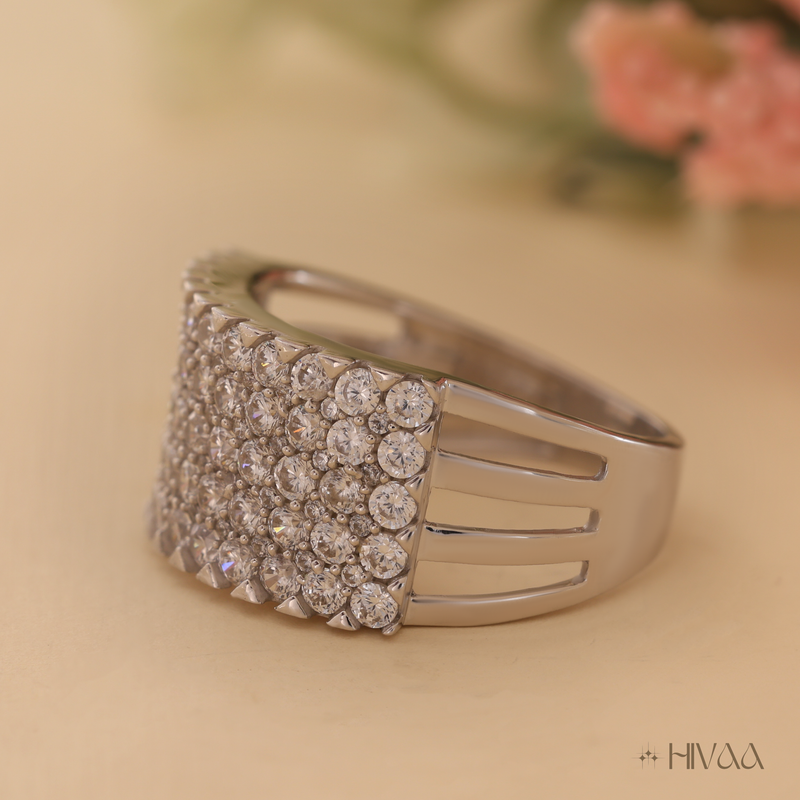 Luxury Men's White Diamond Pave Ring