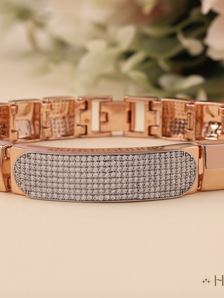 Dual Tone Diamond Accent Bracelet For Men
