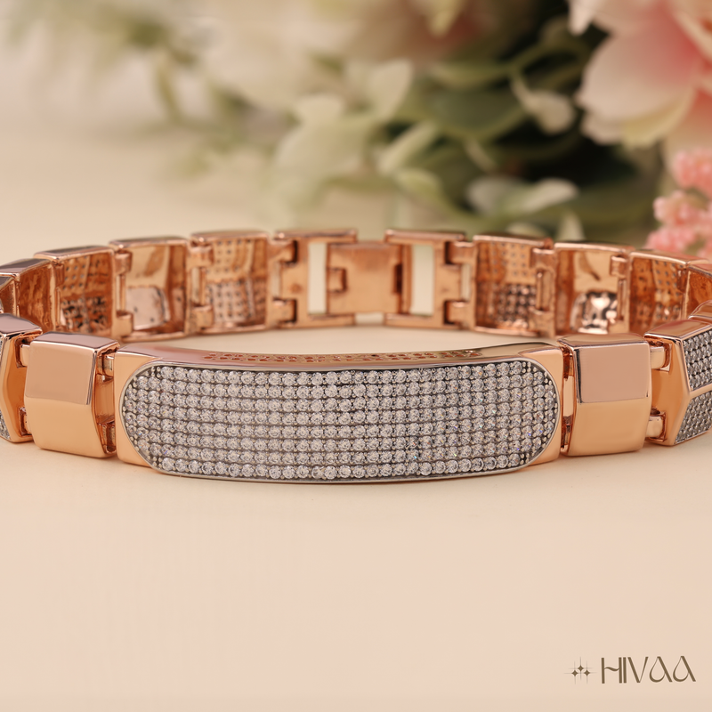 Dual Tone Diamond Accent Bracelet For Men