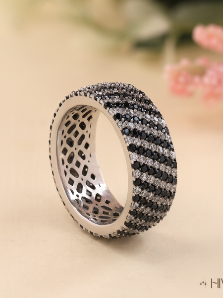 Black & White Diamond Band Ring