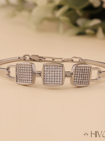 Modern Square Link Three Piece Bracelet