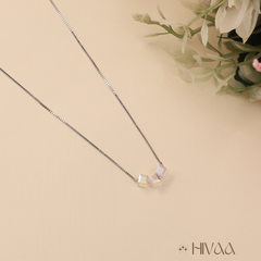 Shimmering Cube Crystal Pendant Necklace