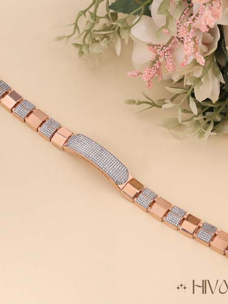 Dual Tone Diamond Accent Bracelet For Men