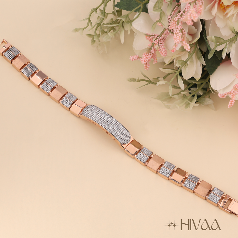 Dual Tone Diamond Accent Bracelet For Men