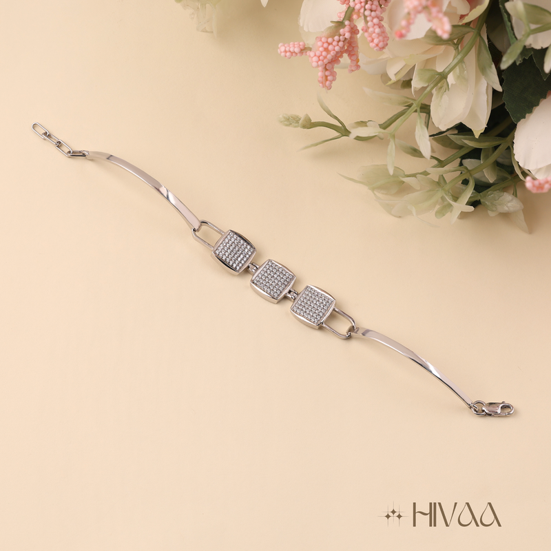 Modern Square Link Three Piece Bracelet